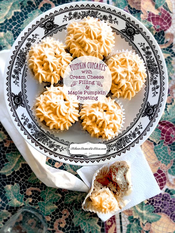 pumpkin cupcakes with cream cheese filling