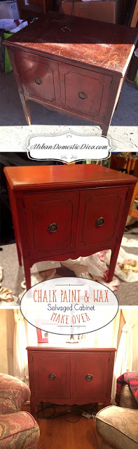 chalk paint and brown wax salvaged cabinet