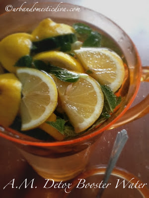 morning detox drink water cucumbers mint and lemon