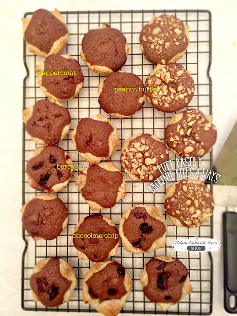 puff pastry brownie bites filled in 4 ways