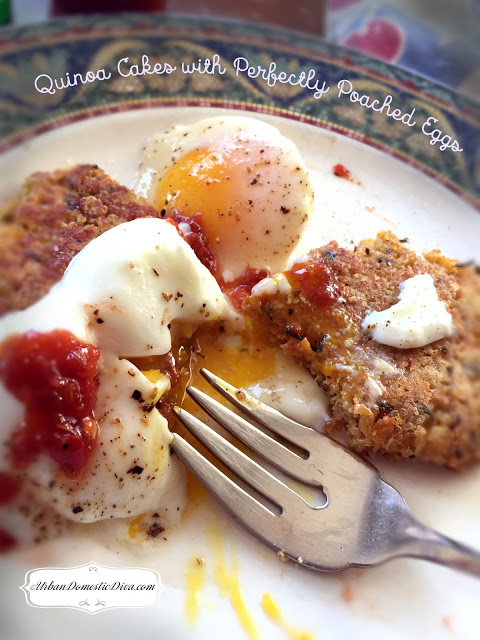 Quinoa cakes and a poached egg