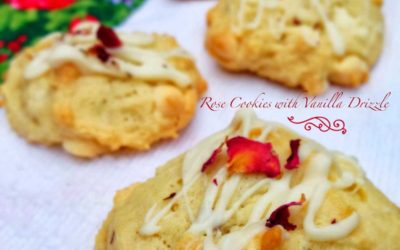 Rose Cookies with Vanilla Drizzle